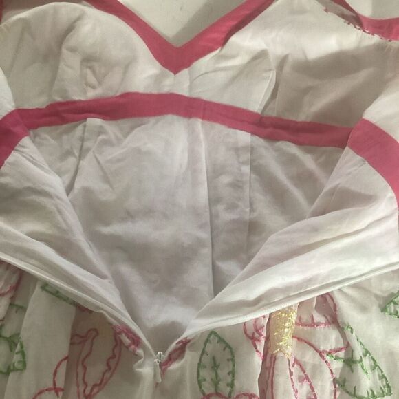 Lilly Pulitzer Amber Fruit Punch Embroidered Lined Dress Sz 4P Empire - Picture 6 of 9